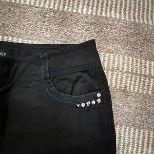 White House Black Market Black Studded Cargo Pants Cropped Utility Size S